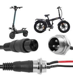 PowerMaster 3 Pinli Ginger Elektrikli Bisiklet - Motosiklet - Araç Akü Şarj Konnektörü (Siyah)