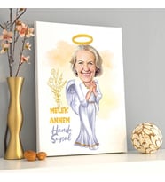 Melek Annem Karikatürlü Kanvas Tablo
