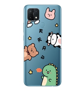 Oppo A15 / A15S Uyumlu Sevimli Hayvanlar Desenli Şeffaf Telefon Kılıfı