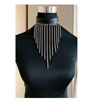 Zincirli Deri Choker, Şık Deri Tasma (Kırmızı)