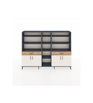 Arges Dolap 12 Raflı 2 Çekmeceli 4 Kapaklı 220x30x163 Antrasit-Aytaşı/Çam