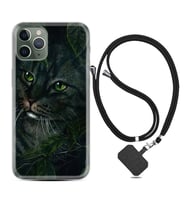 Apple iPhone 11 12 13 14 Pro Max Kılıf Boyun Askılı Silikon Flowers Cat 1345