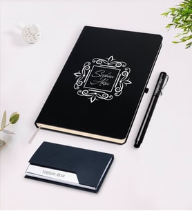 BK Gift Kişiye Özel İsimli Siyah Defter Kalem Kartvizitlik Hediye Seti-1