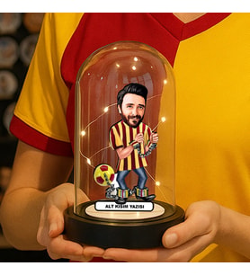 Kişiye Özel Erkek Karikatür Sarı Kırmızı Taraftar Tasarım , Taraftar Hediyesi