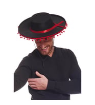 Mey İthalat® Kırmızı Ponponlu Siyah Renk Yetişkin İspanyol Şapkası