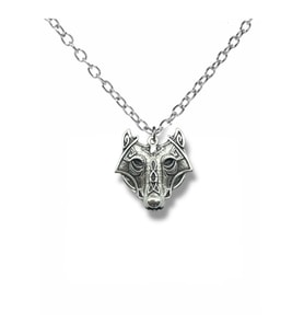 Fenrir’s Fury – Gri Viking Kurt Başı Figürlü Unisex Kolye (60 cm Zincirli) (Gümüş)