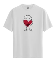 Heart Hug - %100 Pamuklu Erkek Beyaz Tişört - Premium Quality