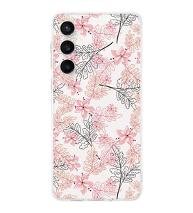 PrintiFy Samsung S23 Fe Uyumlu Kamera Korumalı Floral Kırmızı Tasarımlı Şeffaf Silikon Kılıf