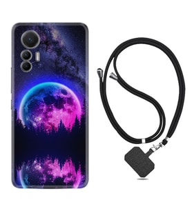 Xiaomi 12 Lite Kılıf Silikon Boyun Askılı İpli Desenli Silikon Star Planet 1652