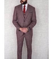 Jan Carlucci Slimfit Yelekli Drop 6 Takım-Bordo