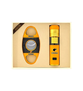 Cohiba Özel Üretim Çakmak Kesici İkili Sarı Puro Seti