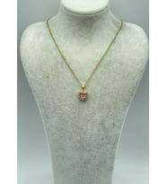 Çelik Gold Pembe Taşlı Kalp Kolye - 25-ctr52