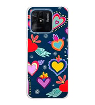 PrintiFy Xiaomi Redmi 10C ile Uyumlu 1mm Slim Fit Retro Colors 3 Baskılı Şeffaf  Kılıf
