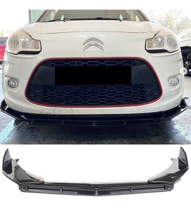 Citroen C3 Ön Lip Parlak Siyah 3 Prç Brabus Kırılmaya Dayanıklı ABS 2011 - 2015