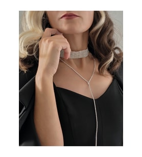 Gümüş Kaplama Rhinestone Y Model Su Yolu Model Kolye