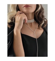 Gümüş Kaplama Rhinestone Y Model Su Yolu Model Kolye