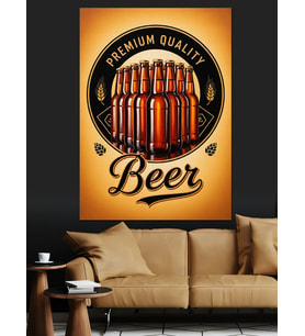 Bira Şişeleri Görselliı Vintage Afiş Dekoratif Kanvas - Mdf Ahşap Tablo