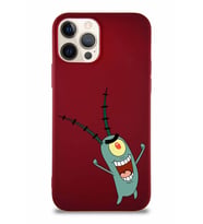 Apple iPhone 12 Pro Soft Premier Kapak Plankton Tasarımlı Silikon Kılıf - Mürdüm (Şeffaf)