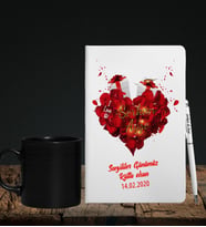 Sevgililer Gününe Özel Defter Kalem & Siyah Varil Kupa Hediye Seti 32