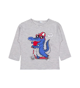 Civil Boys Timsah Baskılı 2-5 Yaş Sweatshirt - Gri