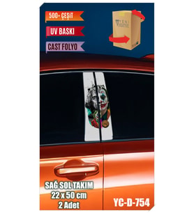 Araç Kapı Direk Kaplama Folyosu Joker Desenli (SAĞ SOL TAKIM) (2 ADET) - 22x50 C (Çok Renkli)