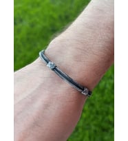 Çift Zincir Oksitli Gümüş Kazaziye Bileklik : Oksitli - 19 cm : Gümüş - 18 cm : Oksitli - 20 cm : Gümüş - 20 cm (Oksitli)