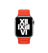 Apple Watch 44mm Uyumlu Kordon Suni Deri Baklalı KRD-34 Kayış (Kırmızı)