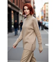 Kadın Oversize Kesim Dik Yaka Reglan Kol Düz Gri Triko Kazak Kışlık Günlük Giyim İçin İdeal Seçim