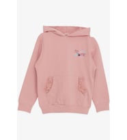 Breeze Kız Çocuk Sweatshirt Kanguru Cepli Yazı Baskılı Güpürlü 3-8 Yaş, Gülkurusu