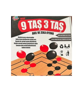 EDKZEKA Ahşap 9 Taş 3 Taş Zeka Akıl Mantık Strateji Oyunları 1 Kutu 2oyun
