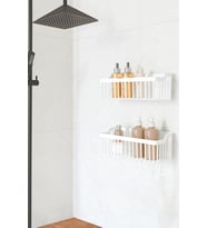 HOME Banyor Yapışkanlı Banyo Rafı, 2'li Banyo Düzenleyici Organizer Duş Şampuanlık, Plastik Beyaz