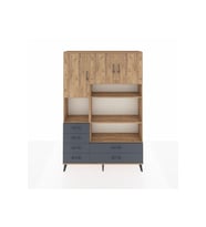Arges Dolap 9 Raflı 6 Çekmeceli 3 Kapaklı 132x30x195 Çam-Çam/Antrasit