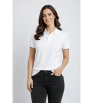 Pike Kumaş Düğmeli Yaka Regular Rahat Günlük Kısa Kol Tişört T-shirt - Beyaz
