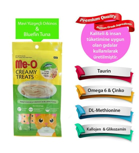 Me-o Kremalı Mavi Yüzgeçli Orkinos Balıklı Kedi Sıvı Ödül Maması 4x15 Gr