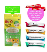 Me-o Kremalı Mavi Yüzgeçli Orkinos Balıklı Kedi Sıvı Ödül Maması 4x15 Gr