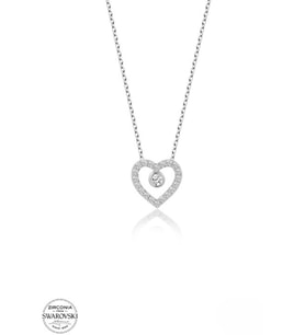 SWAROVSKİ TAŞLI  ZİRCONİA KALP 925 AYAR GÜMÜŞ KOLYE