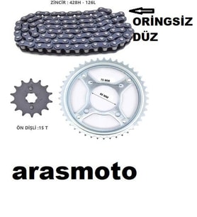 Honda Cbf 150 Oringsiz Zincir Dişli Seti Kaliteli 2007-17 -Arasmoto (Siyah)