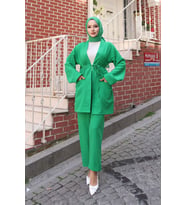 Cep Detaylı Kimono Takım Zümrüt (Zümrüt Yeşili)