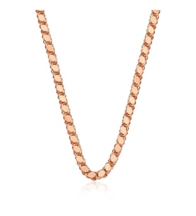 925 Ayar Gümüş Rose Pullu Arpa Zincir Kolye Pembe Altın Kaplama (55 cm)