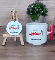 Kütüphaneci Hediye Seti Kupa Bardak T Kulplu ve Anahtarlık Kütüphaneciye Hediye (Model 1)