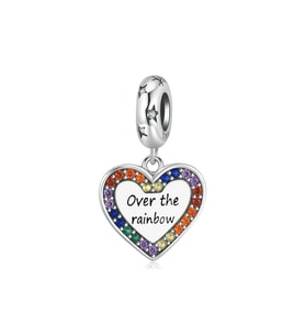 Fubena Over The Rainbow Yazılı Kalp Sallantılı Charm