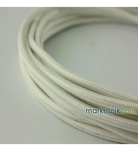Marketcik 2x0,50mm Beyaz Renk Dekoratif Örgülü Kumaş Kablo, 1 Metre