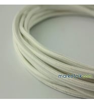 Marketcik 2x0,50mm Beyaz Renk Dekoratif Örgülü Kumaş Kablo, 1 Metre