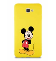 Samsung Galaxy J7 Prime Soft Premier Kapak Mickey Mouse-B Tasarımlı Silikon Kılıf - Sarı (Şeffaf)