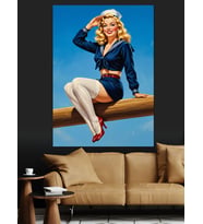 Denizci Pin-Up Kadın Dekoratif Kanvas - Mdf Ahşap Tablo