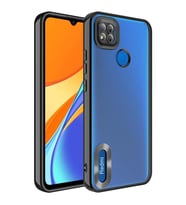 Xiaomi Redmi 9C Kılıf Kamera Korumalı Logo Gösteren Şeffaf Kapak (Siyah)