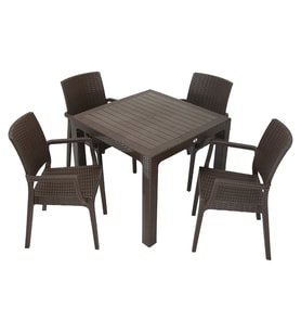 Mandella Elit Rattan 90x90 Elit Koltuk Masa Takımı KAHVERENGİ