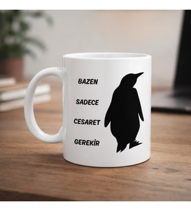 Northcity Bazen Sadece Cesaret Gerekir Kupa – Nihilist Penguen Tasarımı Porselen Hediye