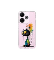 Redmi 13 4G ile Uyumlu Splash Kedi Tasarımlı Şeffaf Silikon Kılıf