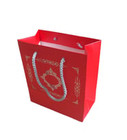 Tahtakale Toptancı Karton Hediye Çantası Gümüş Saray Desenli 20X20X10 CM (10 Adet)  Kırmızı